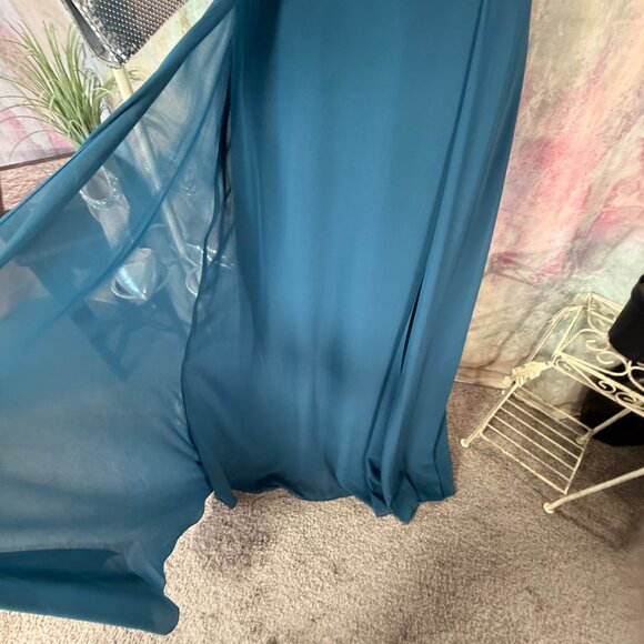 📌Azazie Lace Ink Blue Chiffon Formal - Bridesmaid Dress with Keyhole Backside - Picture 6 of 16